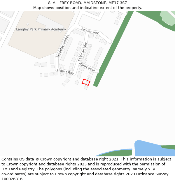 8, ALLFREY ROAD, MAIDSTONE, ME17 3SZ: Location map and indicative extent of plot