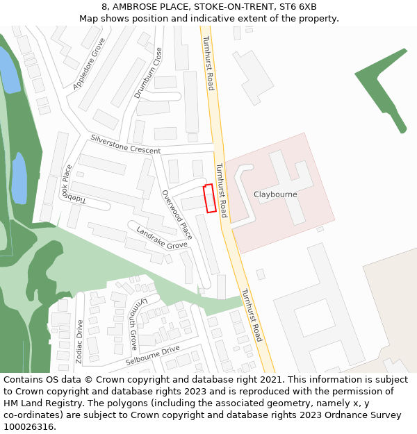 8, AMBROSE PLACE, STOKE-ON-TRENT, ST6 6XB: Location map and indicative extent of plot