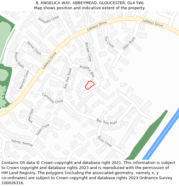 8, ANGELICA WAY, ABBEYMEAD, GLOUCESTER, GL4 5WJ: Location map and indicative extent of plot