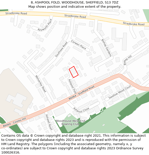 8, ASHPOOL FOLD, WOODHOUSE, SHEFFIELD, S13 7DZ: Location map and indicative extent of plot