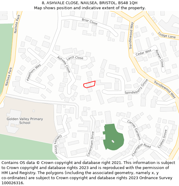8, ASHVALE CLOSE, NAILSEA, BRISTOL, BS48 1QH: Location map and indicative extent of plot