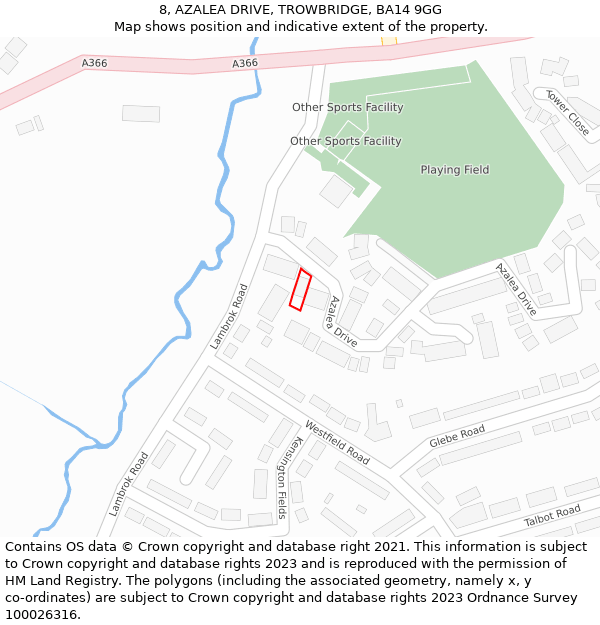 8, AZALEA DRIVE, TROWBRIDGE, BA14 9GG: Location map and indicative extent of plot