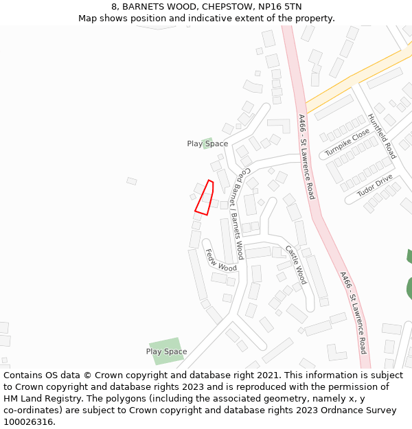 8, BARNETS WOOD, CHEPSTOW, NP16 5TN: Location map and indicative extent of plot