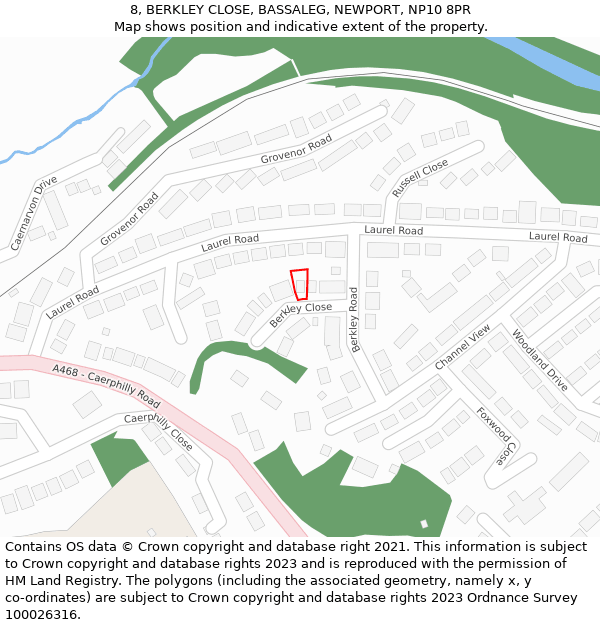 8, BERKLEY CLOSE, BASSALEG, NEWPORT, NP10 8PR: Location map and indicative extent of plot