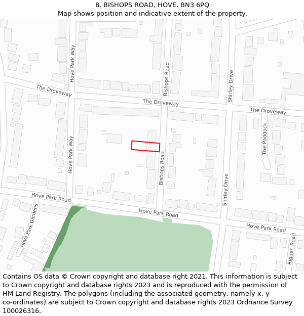 8, BISHOPS ROAD, HOVE, BN3 6PQ: Location map and indicative extent of plot