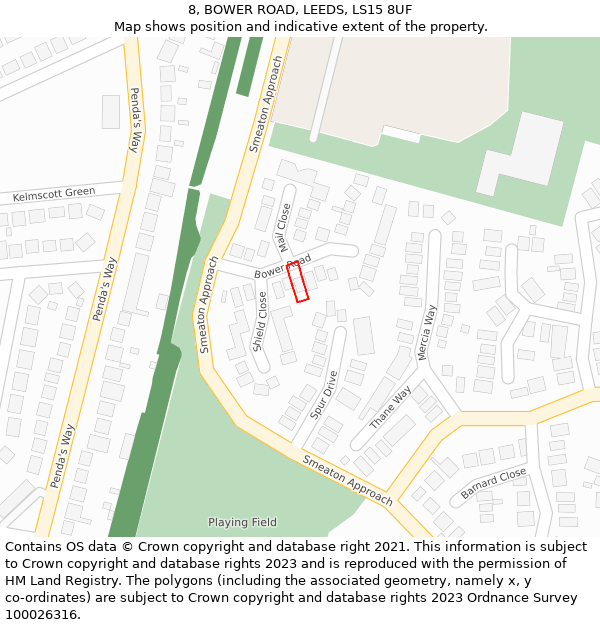 8, BOWER ROAD, LEEDS, LS15 8UF: Location map and indicative extent of plot