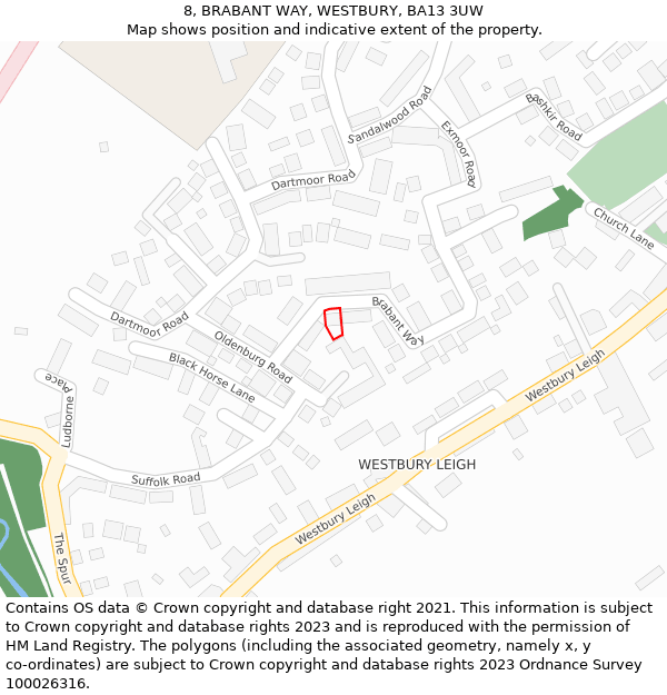 8, BRABANT WAY, WESTBURY, BA13 3UW: Location map and indicative extent of plot