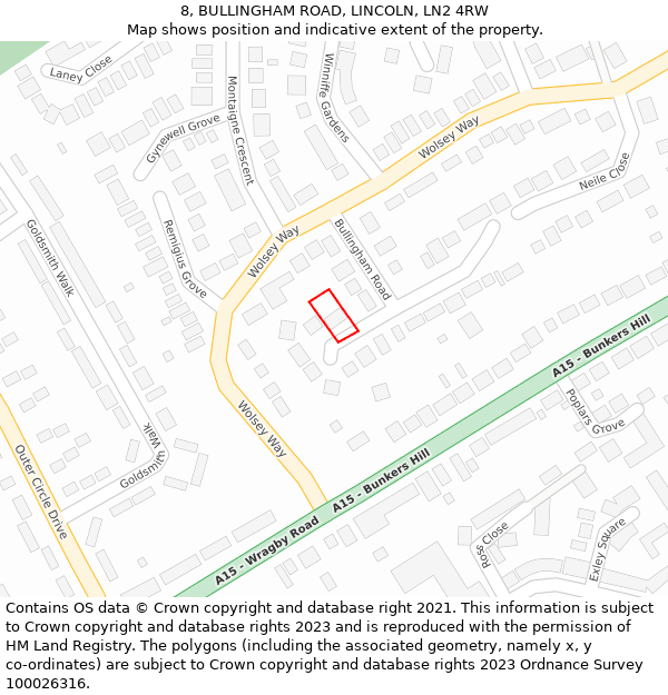 8, BULLINGHAM ROAD, LINCOLN, LN2 4RW: Location map and indicative extent of plot