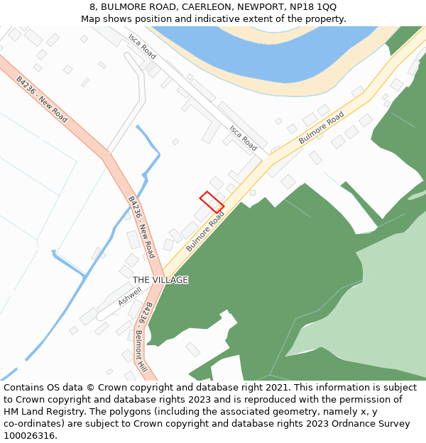 8, BULMORE ROAD, CAERLEON, NEWPORT, NP18 1QQ: Location map and indicative extent of plot