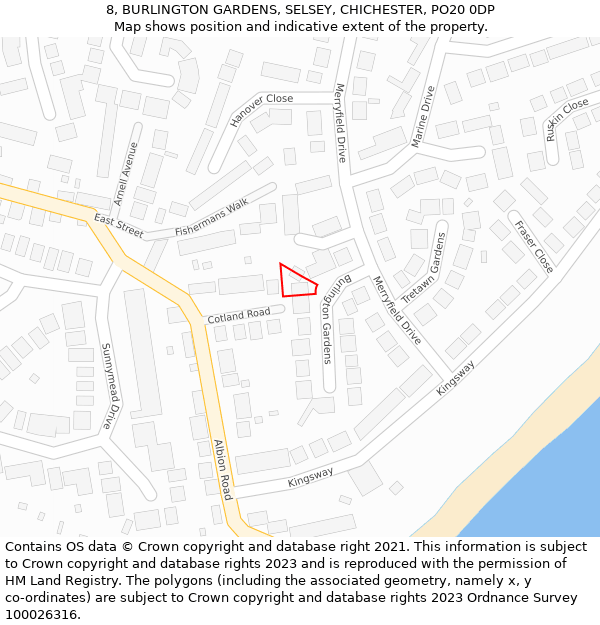 8, BURLINGTON GARDENS, SELSEY, CHICHESTER, PO20 0DP: Location map and indicative extent of plot