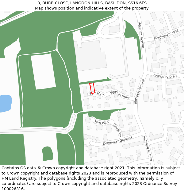 8, BURR CLOSE, LANGDON HILLS, BASILDON, SS16 6ES: Location map and indicative extent of plot