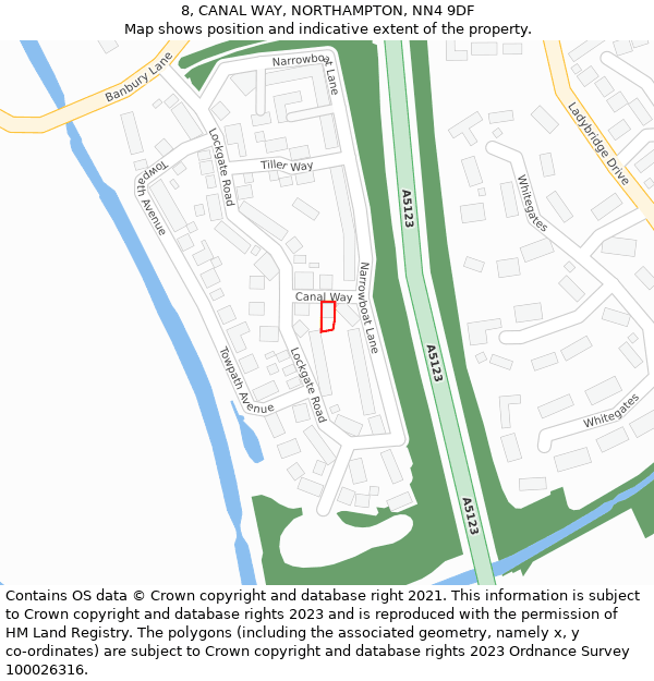8, CANAL WAY, NORTHAMPTON, NN4 9DF: Location map and indicative extent of plot