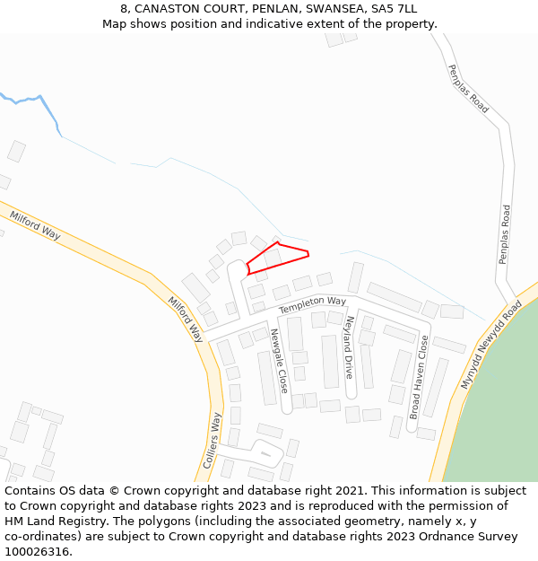 8, CANASTON COURT, PENLAN, SWANSEA, SA5 7LL: Location map and indicative extent of plot