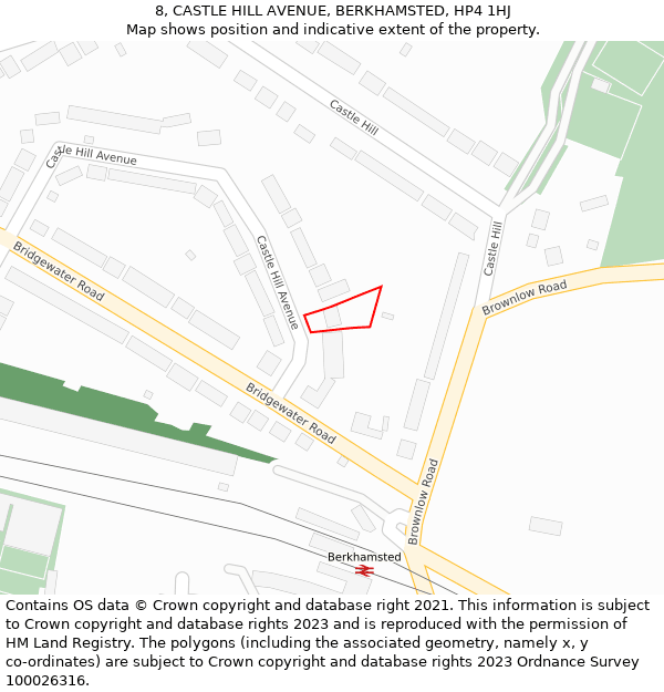 8, CASTLE HILL AVENUE, BERKHAMSTED, HP4 1HJ: Location map and indicative extent of plot