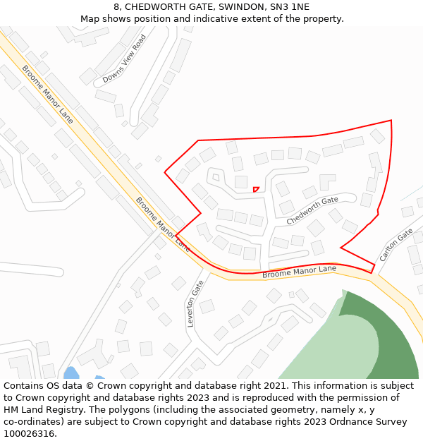 8, CHEDWORTH GATE, SWINDON, SN3 1NE: Location map and indicative extent of plot