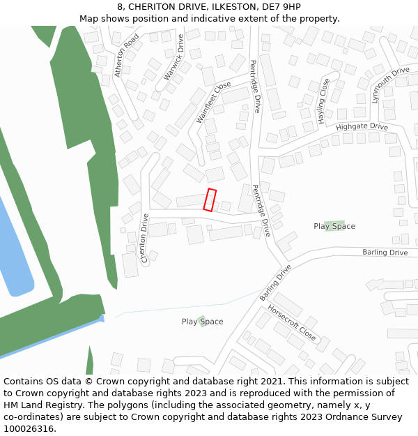 8, CHERITON DRIVE, ILKESTON, DE7 9HP: Location map and indicative extent of plot