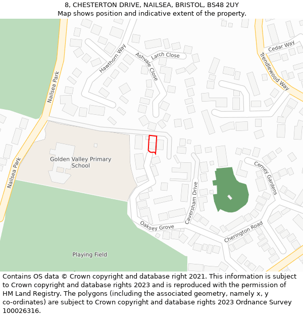 8, CHESTERTON DRIVE, NAILSEA, BRISTOL, BS48 2UY: Location map and indicative extent of plot