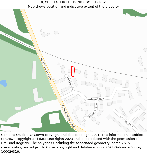 8, CHILTENHURST, EDENBRIDGE, TN8 5PJ: Location map and indicative extent of plot