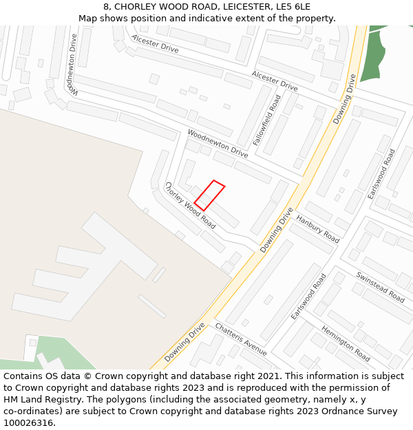 8, CHORLEY WOOD ROAD, LEICESTER, LE5 6LE: Location map and indicative extent of plot