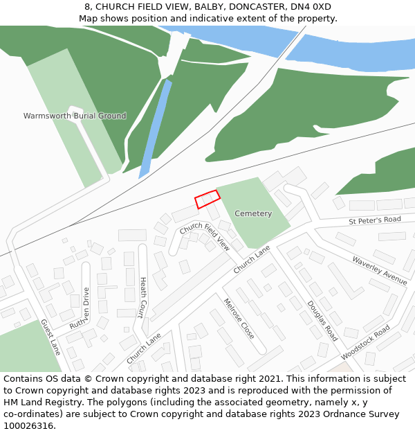 8, CHURCH FIELD VIEW, BALBY, DONCASTER, DN4 0XD: Location map and indicative extent of plot