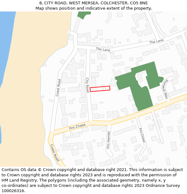 8, CITY ROAD, WEST MERSEA, COLCHESTER, CO5 8NE: Location map and indicative extent of plot