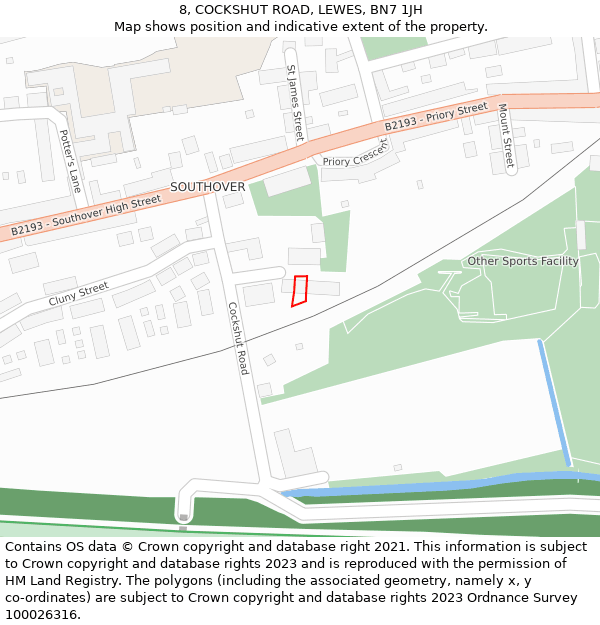 8, COCKSHUT ROAD, LEWES, BN7 1JH: Location map and indicative extent of plot
