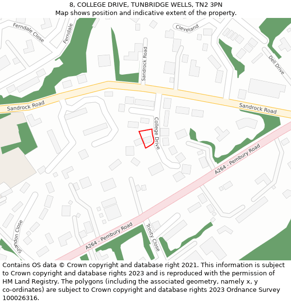 8, COLLEGE DRIVE, TUNBRIDGE WELLS, TN2 3PN: Location map and indicative extent of plot