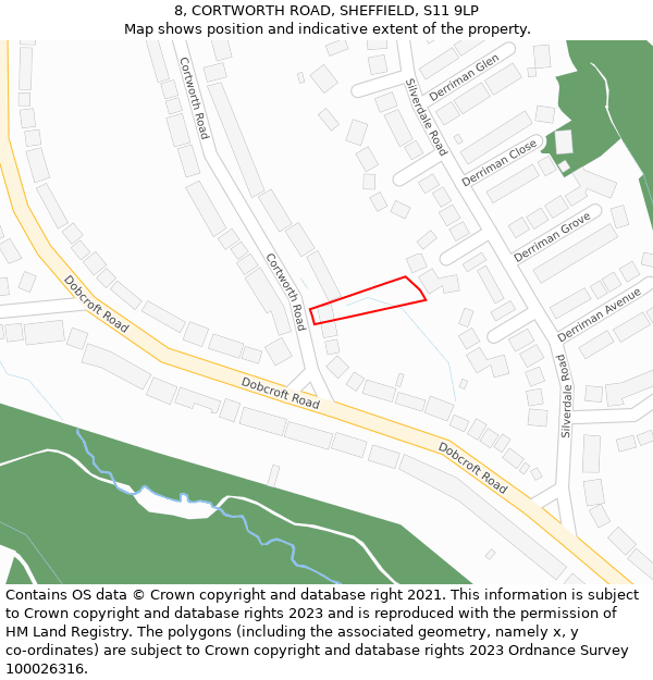 8, CORTWORTH ROAD, SHEFFIELD, S11 9LP: Location map and indicative extent of plot