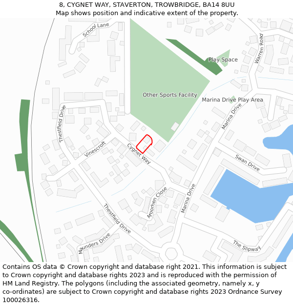 8, CYGNET WAY, STAVERTON, TROWBRIDGE, BA14 8UU: Location map and indicative extent of plot