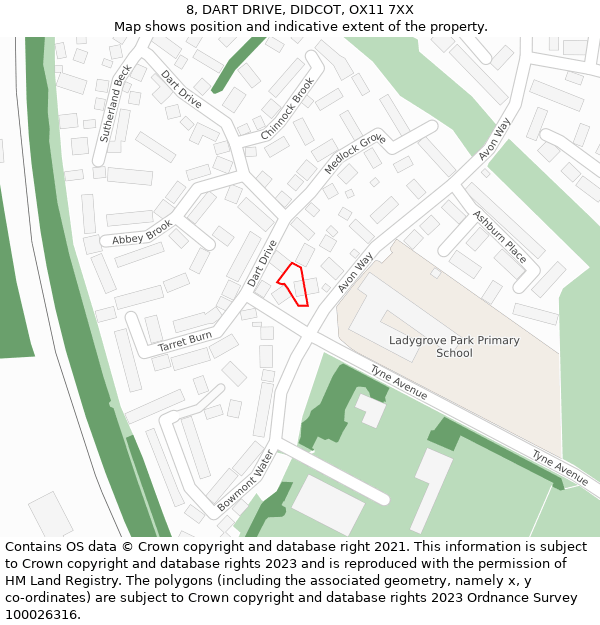8, DART DRIVE, DIDCOT, OX11 7XX: Location map and indicative extent of plot