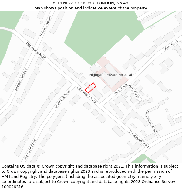 8, DENEWOOD ROAD, LONDON, N6 4AJ: Location map and indicative extent of plot