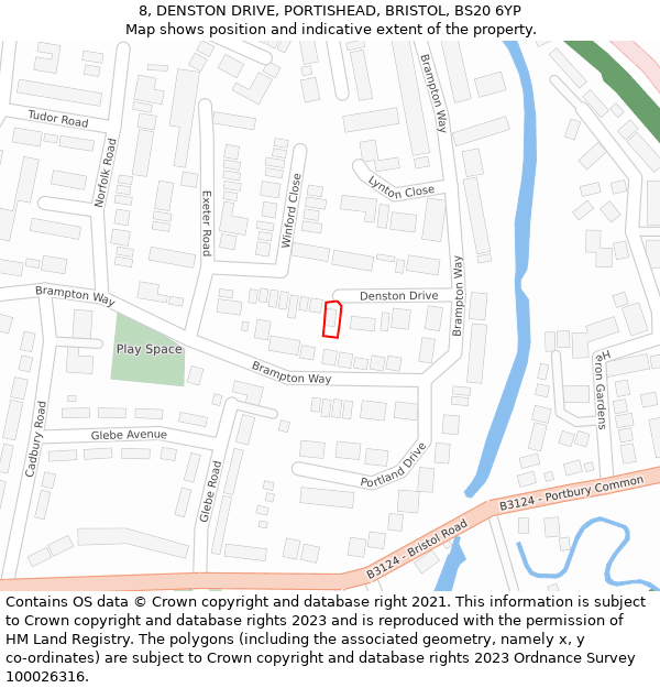 8, DENSTON DRIVE, PORTISHEAD, BRISTOL, BS20 6YP: Location map and indicative extent of plot