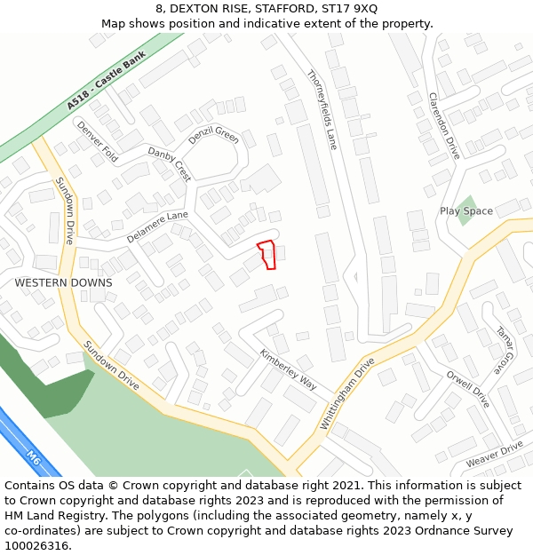 8, DEXTON RISE, STAFFORD, ST17 9XQ: Location map and indicative extent of plot