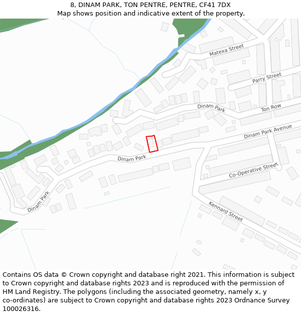 8, DINAM PARK, TON PENTRE, PENTRE, CF41 7DX: Location map and indicative extent of plot