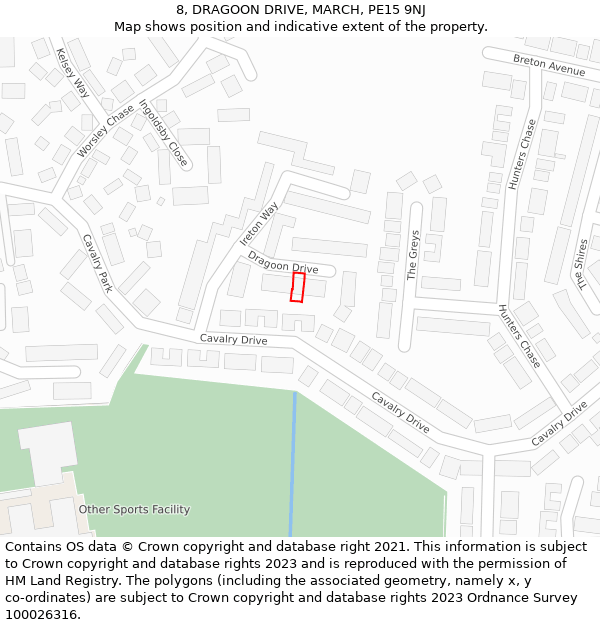 8, DRAGOON DRIVE, MARCH, PE15 9NJ: Location map and indicative extent of plot