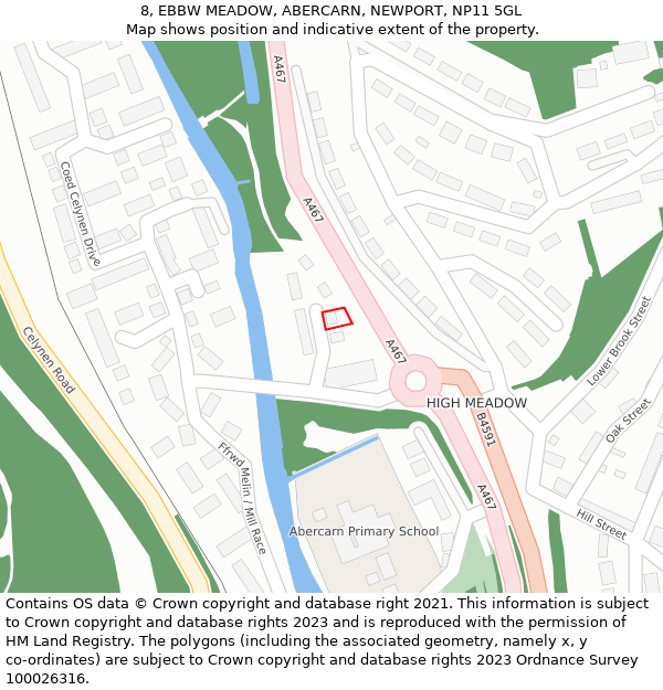 8, EBBW MEADOW, ABERCARN, NEWPORT, NP11 5GL: Location map and indicative extent of plot