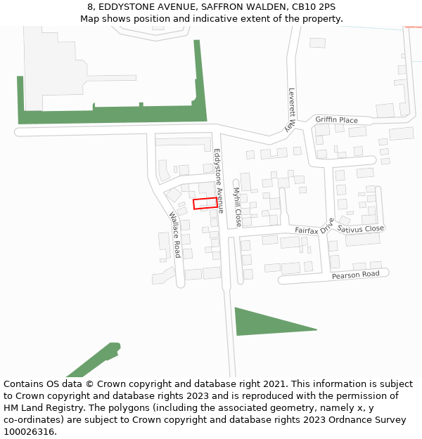 8, EDDYSTONE AVENUE, SAFFRON WALDEN, CB10 2PS: Location map and indicative extent of plot