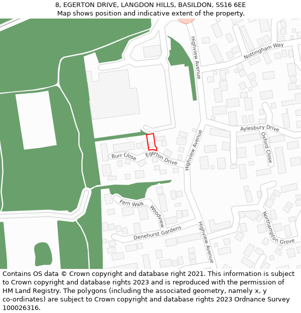 8, EGERTON DRIVE, LANGDON HILLS, BASILDON, SS16 6EE: Location map and indicative extent of plot