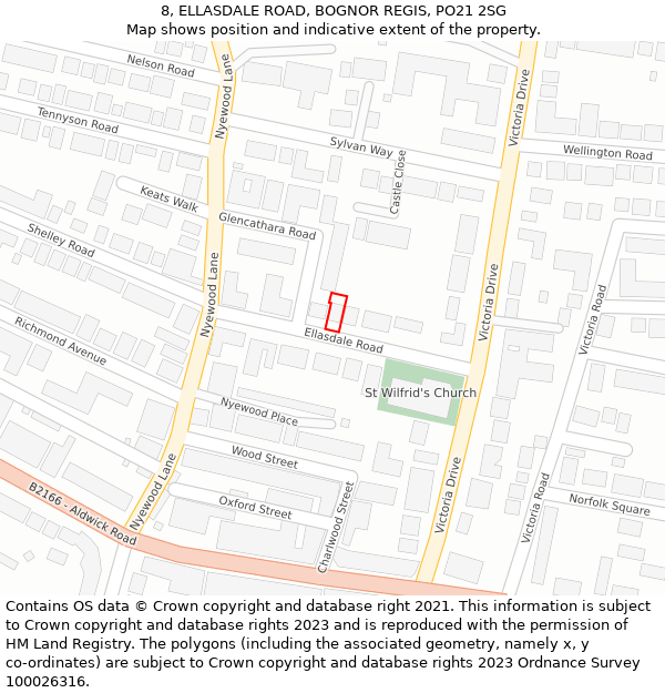 8, ELLASDALE ROAD, BOGNOR REGIS, PO21 2SG: Location map and indicative extent of plot