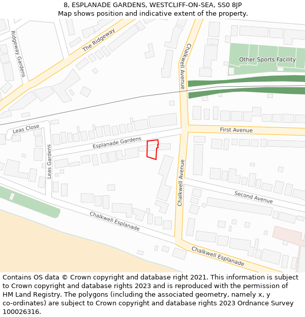 8, ESPLANADE GARDENS, WESTCLIFF-ON-SEA, SS0 8JP: Location map and indicative extent of plot