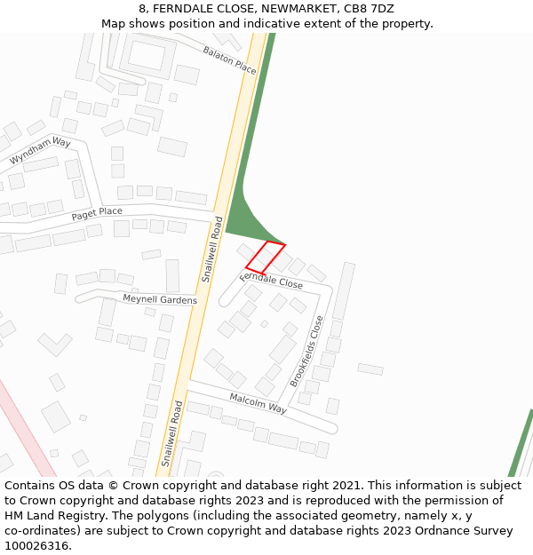 8, FERNDALE CLOSE, NEWMARKET, CB8 7DZ: Location map and indicative extent of plot