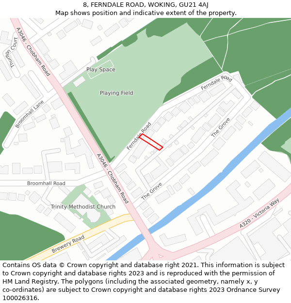 8, FERNDALE ROAD, WOKING, GU21 4AJ: Location map and indicative extent of plot