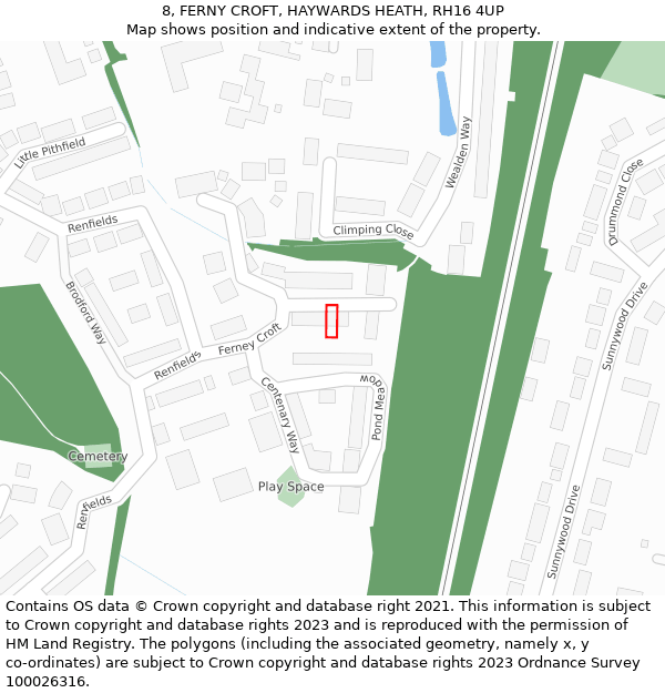 8, FERNY CROFT, HAYWARDS HEATH, RH16 4UP: Location map and indicative extent of plot