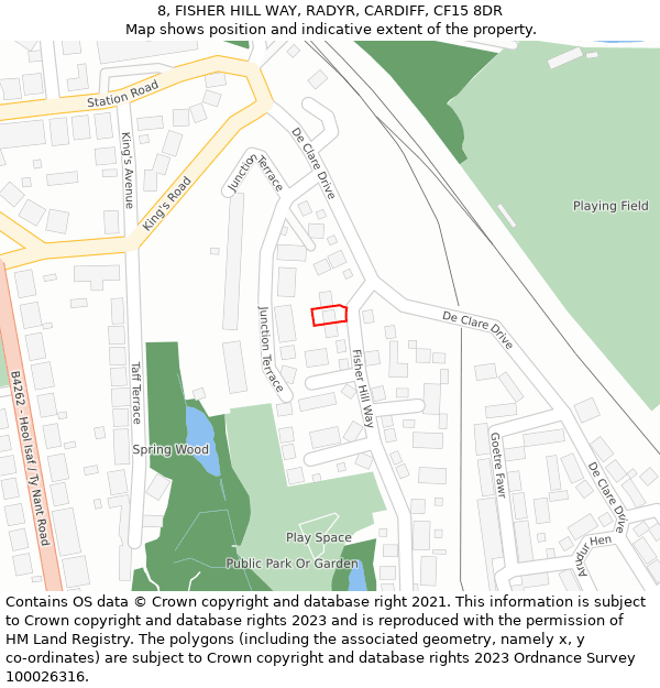 8, FISHER HILL WAY, RADYR, CARDIFF, CF15 8DR: Location map and indicative extent of plot