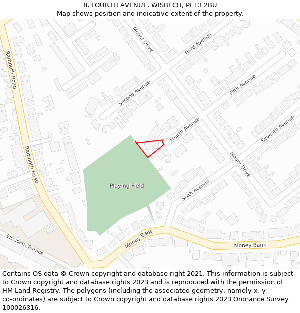 8, FOURTH AVENUE, WISBECH, PE13 2BU: Location map and indicative extent of plot