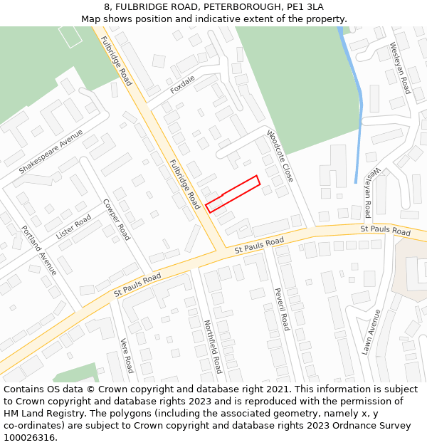 8, FULBRIDGE ROAD, PETERBOROUGH, PE1 3LA: Location map and indicative extent of plot