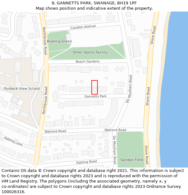 8, GANNETTS PARK, SWANAGE, BH19 1PF: Location map and indicative extent of plot