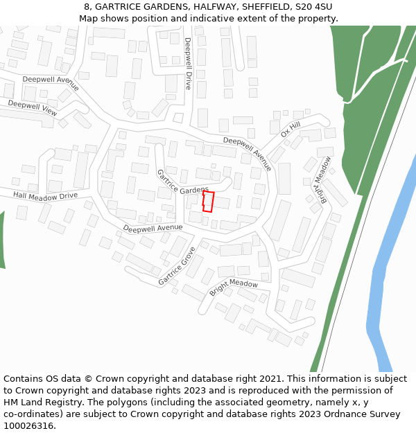 8, GARTRICE GARDENS, HALFWAY, SHEFFIELD, S20 4SU: Location map and indicative extent of plot