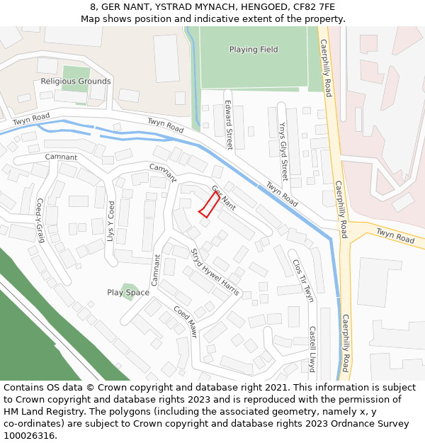 8, GER NANT, YSTRAD MYNACH, HENGOED, CF82 7FE: Location map and indicative extent of plot