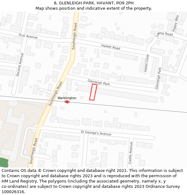 8, GLENLEIGH PARK, HAVANT, PO9 2PH: Location map and indicative extent of plot